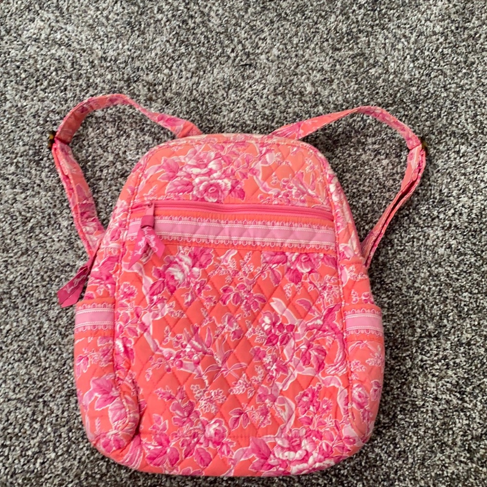 Vera Bradley Pink Coral Floral Quilted Backpack